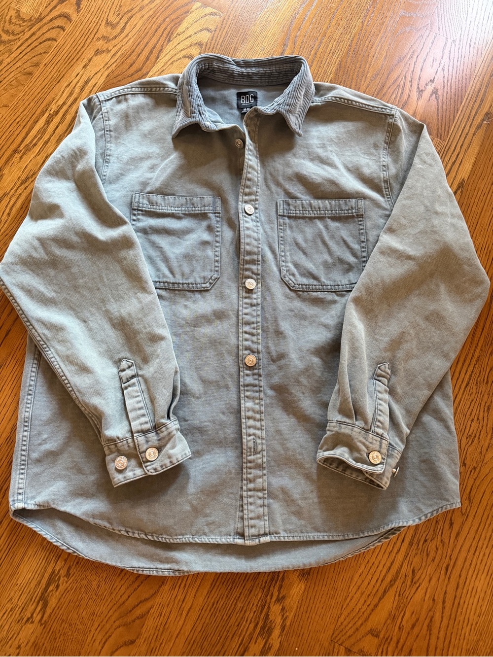 BDG Men's Washed Sage Green Utility Button-Down Shirt/Shacket Size M